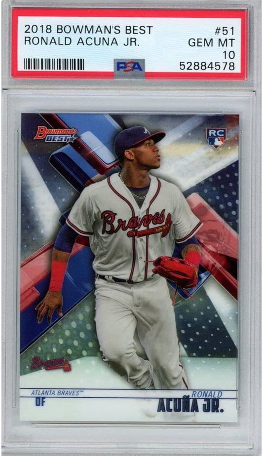 Graded 2018 Bowman's Best Ronald Acuna Jr. #51 Rookie RC Baseball Card PSA 10 Gem Mint