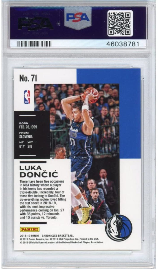 Graded 2018-19 Panini Chronicles Luka Doncic #71 Rookie RC Basketball Card PSA 10 Gem Mint