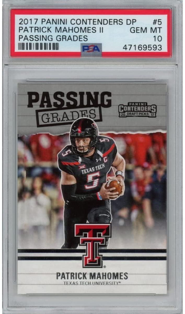 Graded 2017 Panini Contenders Draft Picks DP Patrick Mahomes II #5 Passing Grades Rookie RC Football Card PSA 10 Gem Mint