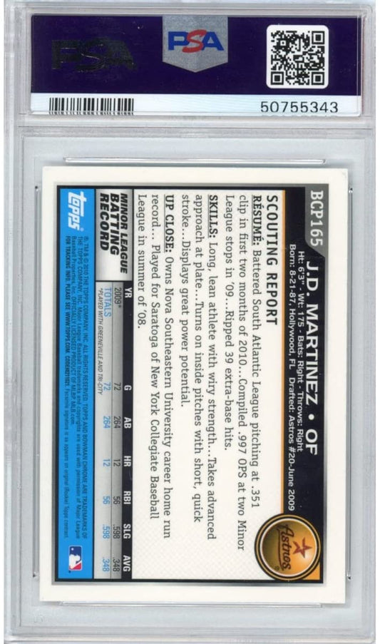 Graded 2010 Bowman Chrome Prospects JD J.D. Martinez #BCP165 Rookie RC Baseball Card PSA 10 Gem Mint