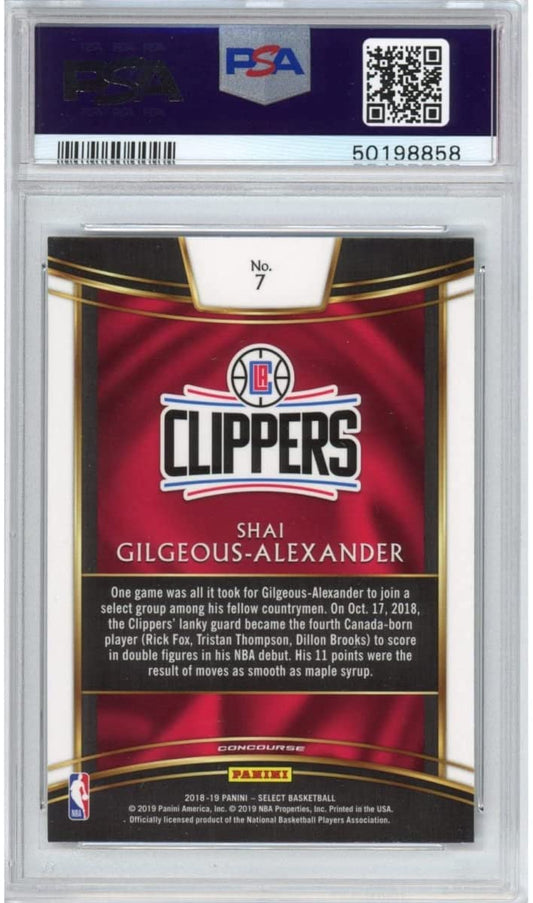 Graded 2018-19 Panini Select Shai Gilgeous-Alexander #7 Rookie RC Basketball Card PSA 10 Gem Mint