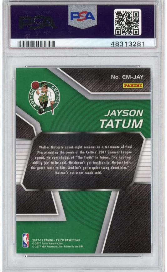 Graded 2017-18 Panini Prizm Jayson Tatum #EMJAY Emergent Rookie RC Basketball Card PSA 10 Gem Mint