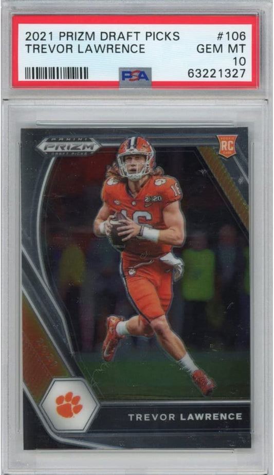 Graded 2021 Panini Prizm Draft Picks DP Trevor Lawrence #106 Rookie RC Football Card PSA 10 Gem Mint