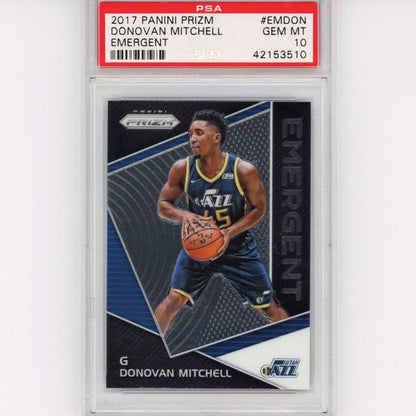 Graded 2017-18 Panini Prizm Donovan Mitchell #EMDON Emergent Rookie RC Basketball Card PSA 10 Gem Mint