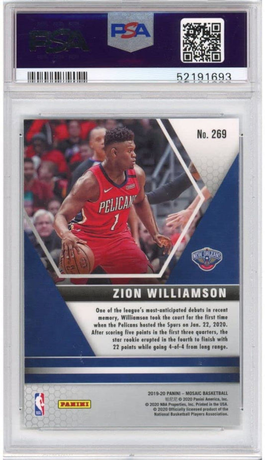 Graded 2019-20 Panini Mosaic Zion Williamson #269 Rookie RC Basketball Card PSA 10 Gem Mint