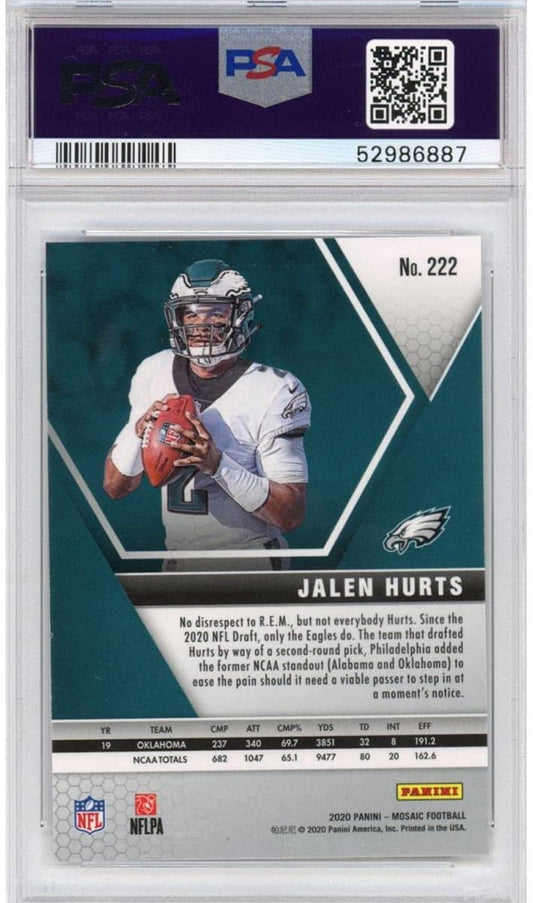 Graded 2020 Panini Mosaic Jalen Hurts #222 Rookie RC Football Card PSA 10 Gem Mint