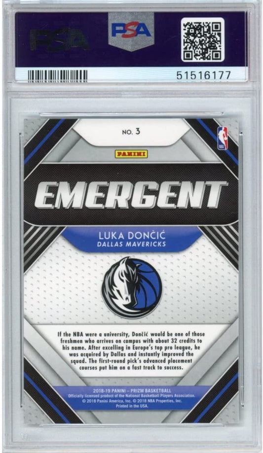 Graded 2018-19 Panini Prizm Luka Doncic #3 Emergent Rookie RC Basketball Card PSA 10 Gem Mint