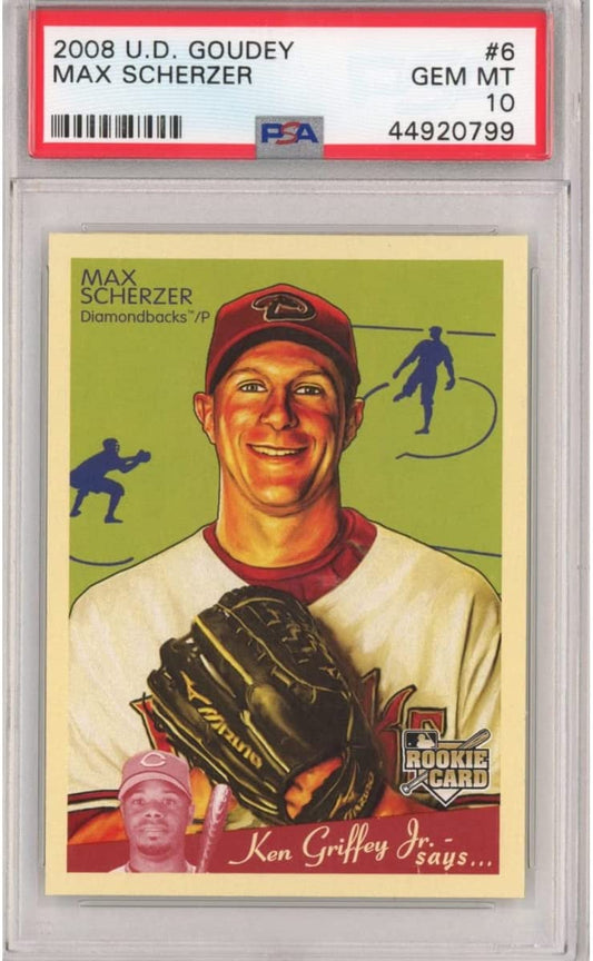Graded 2008 Upper Deck UD Goudey Max Scherzer #6 Rookie RC Baseball Card PSA 10 Gem Mint