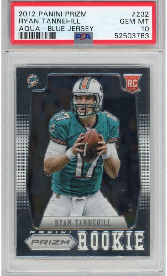 Graded 2012 Panini Prizm Ryan Tannehill #232 Aqua Blue Jersey Rookie RC Football Card PSA 10 Gem Mint