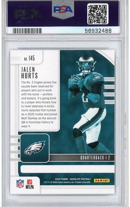 Graded 2020 Panini Absolute Jalen Hurts #145 Rookie RC Football Card PSA 10 Gem Mint
