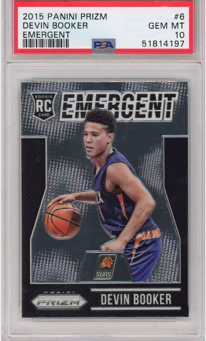 Graded 2015-16 Panini Prizm Devin Booker #6 Emergent Rookie RC Basketball Card PSA 10 Gem Mint