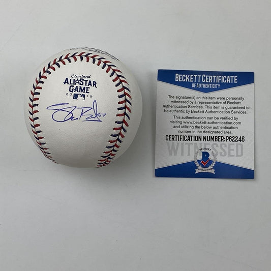 Autographed/Signed Shane Bieber 2019 All-Star Game Rawlings Official Major League Baseball ROML JSA COA