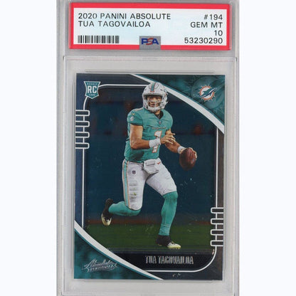 Graded 2020 Panini Absolute Tua Tagovailoa #194 Rookie RC Football Card PSA 10 Gem Mint