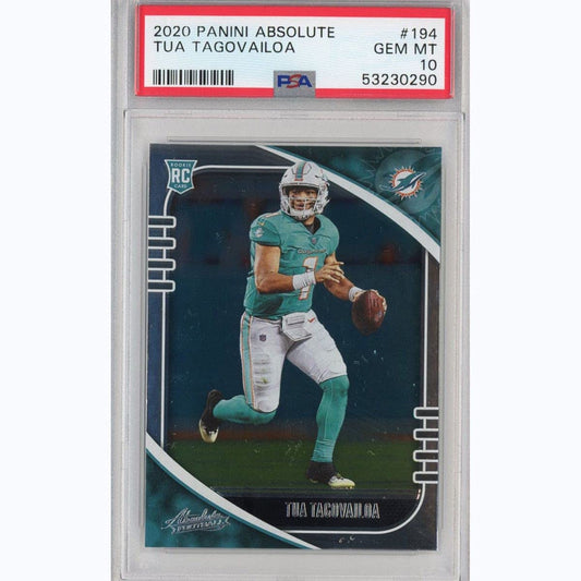 Graded 2020 Panini Absolute Tua Tagovailoa #194 Rookie RC Football Card PSA 10 Gem Mint