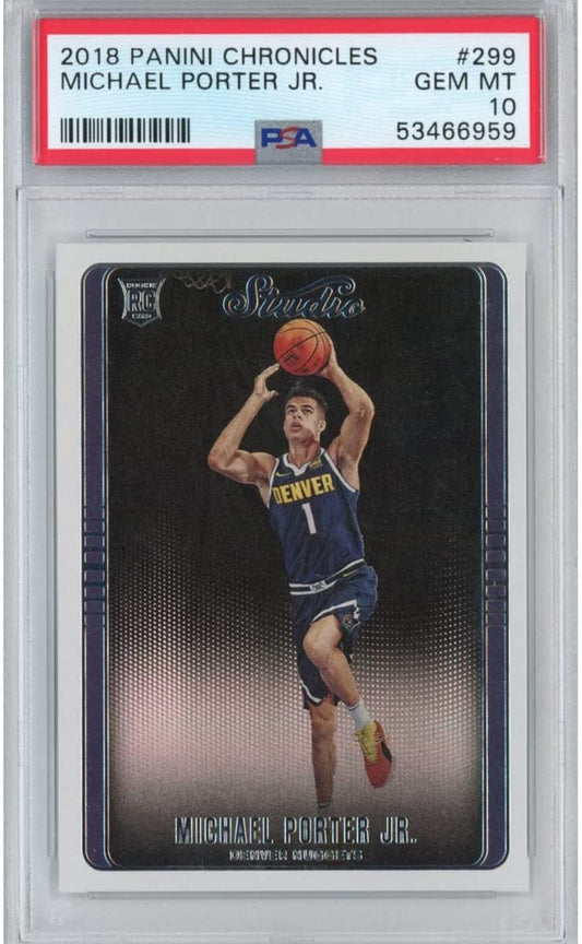 Graded 2018-19 Panini Chronicles Michael Porter Jr. #299 Rookie RC Basketball Card PSA 10 Gem Mint