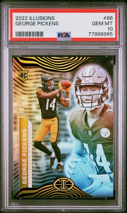 Graded 2022 Panini Illusions George Pickens #66 Rookie RC Football Card PSA 10 Gem Mint