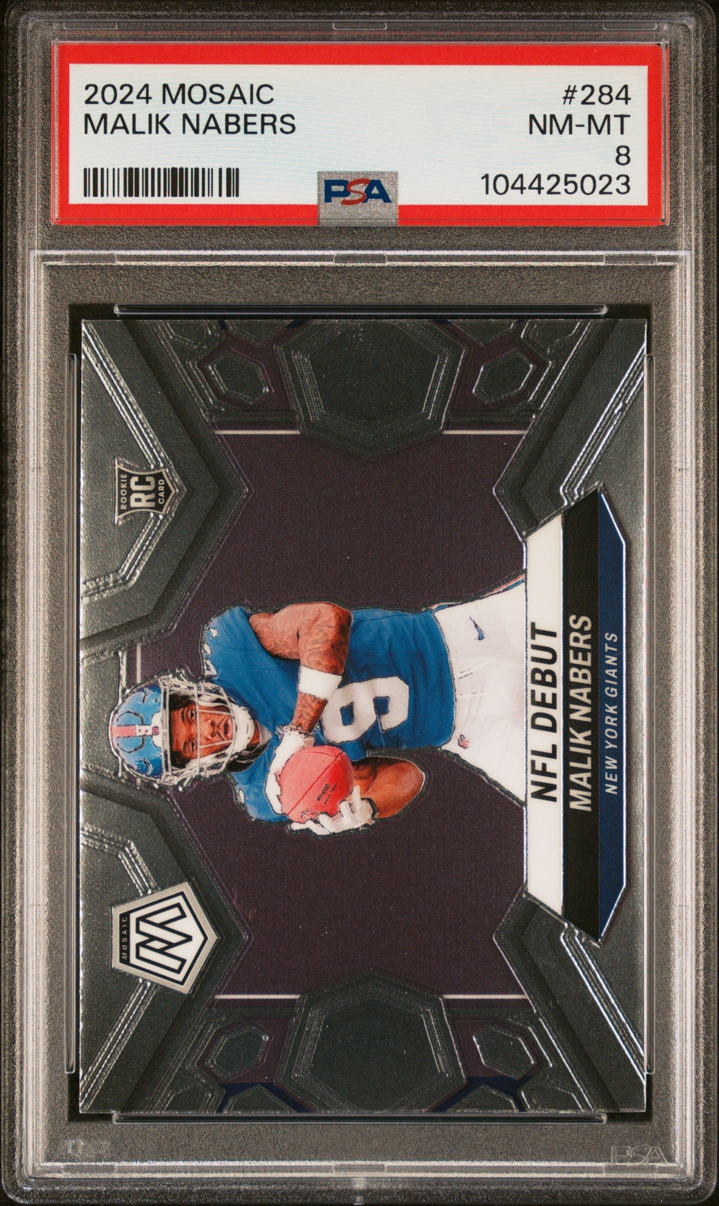 Graded 2024 Panini Mosaic Malik Nabers #284 Rookie RC Football Card PSA 8 Near Mint