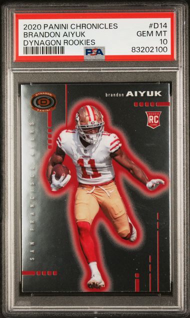 Graded 2020 Panini Chronicles Brandon Aiyuk #D14 Dynagon Rookies Rookie RC Football Card PSA 10 Gem Mint