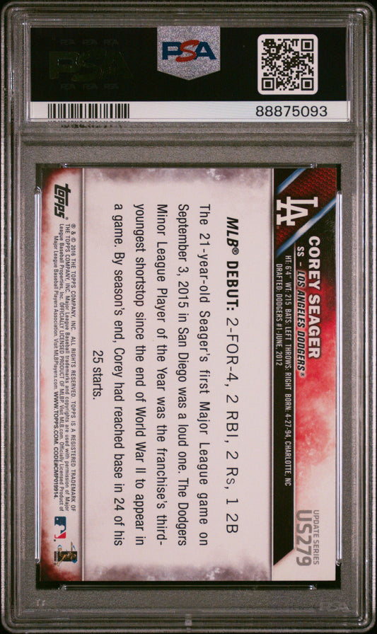 Graded 2016 Topps Update Corey Seager #US279 Rookie RC Baseball Card PSA 10 Gem Mint