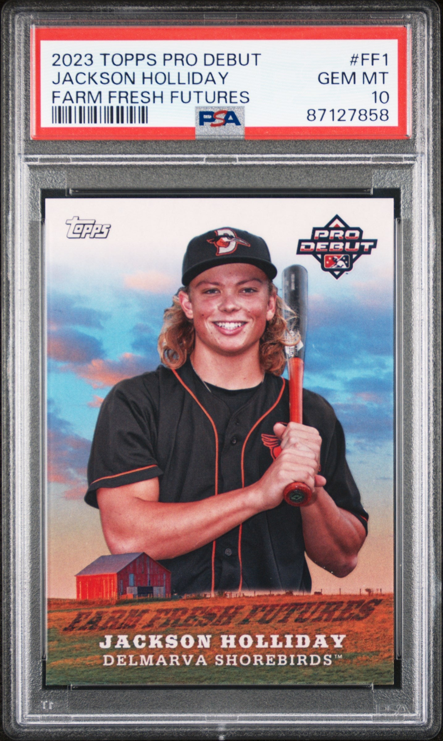 Graded 2023 Topps Pro Debut Jackson Holliday #FF1 Farm Fresh Futures Rookie RC Baseball Card PSA 10 Gem Mint