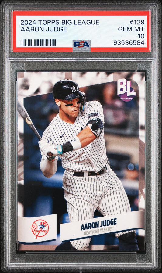 Graded 2024 Topps Big League Aaron Judge #129 Baseball Card PSA 10 Gem Mint