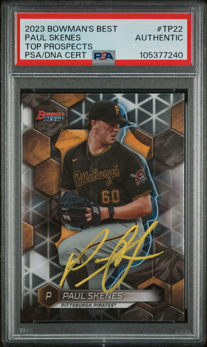 Graded 2023 Topps Bowmans Best Paul Skenes #TP22 Rookie RC Baseball Card PSA Authentic Auto