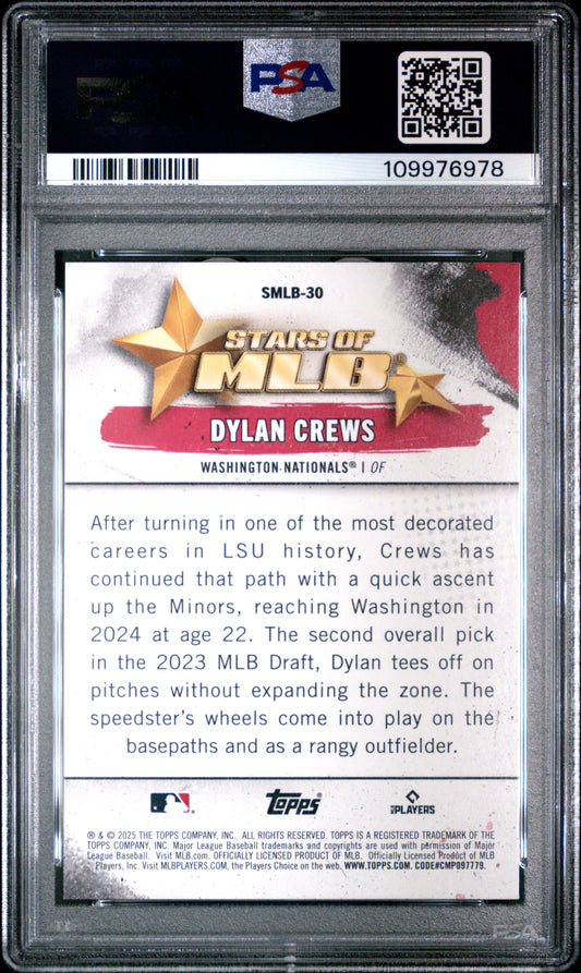 Graded 2025 Topps Dylan Crews #SMLB30 Stars of MLB Rookie RC Baseball Card PSA 10 Gem Mint