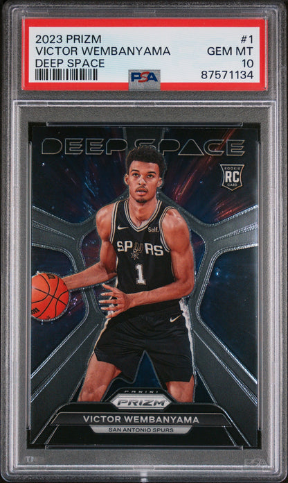 Graded 2023 Panini Prizm Victor Wembanyama #1 Deep Space Rookie RC Basketball Card PSA 10 Gem Mint