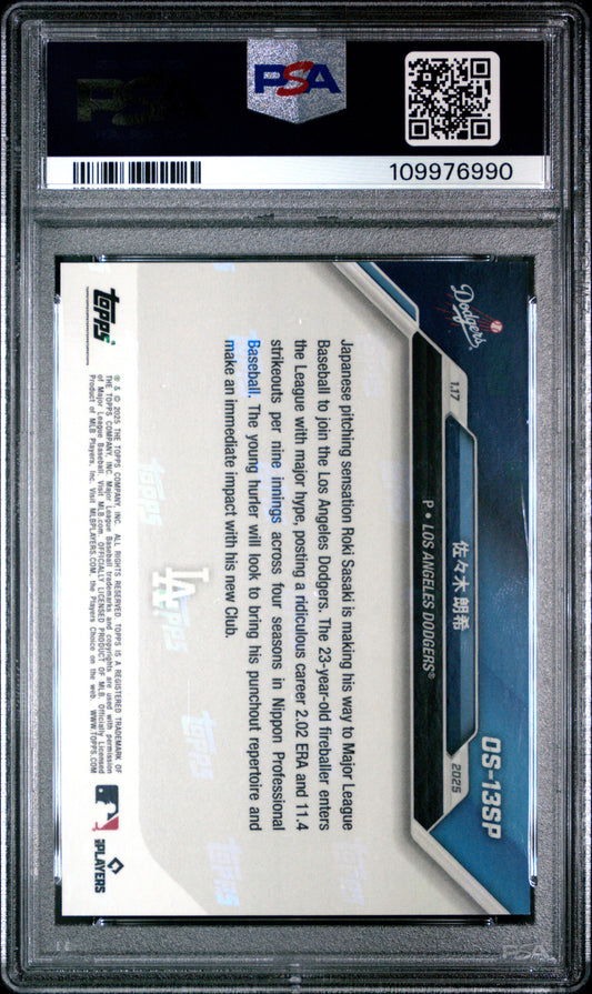 Graded 2024 Topps Now Roki Sasaki #OS13SP Offseason Rookie RC Baseball Card PSA 9 Mint