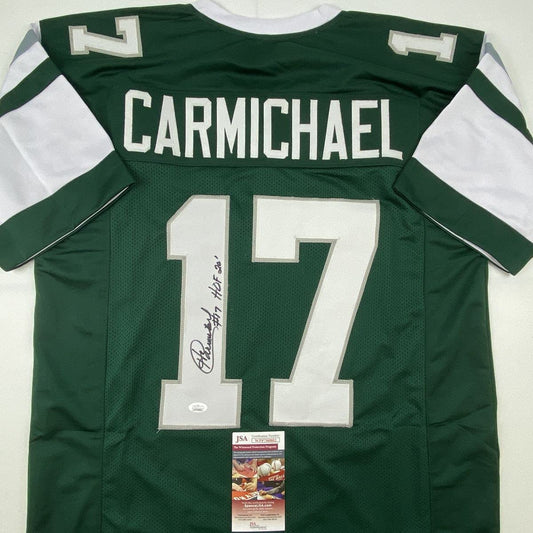 Autographed/Signed Harold Carmichael HOF 20 Philadelphia Green Football Jersey JSA COA