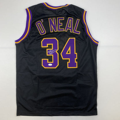 Autographed/Signed Shaquille Shaq O'Neal Los Angeles LA Black Basketball Jersey JSA COA