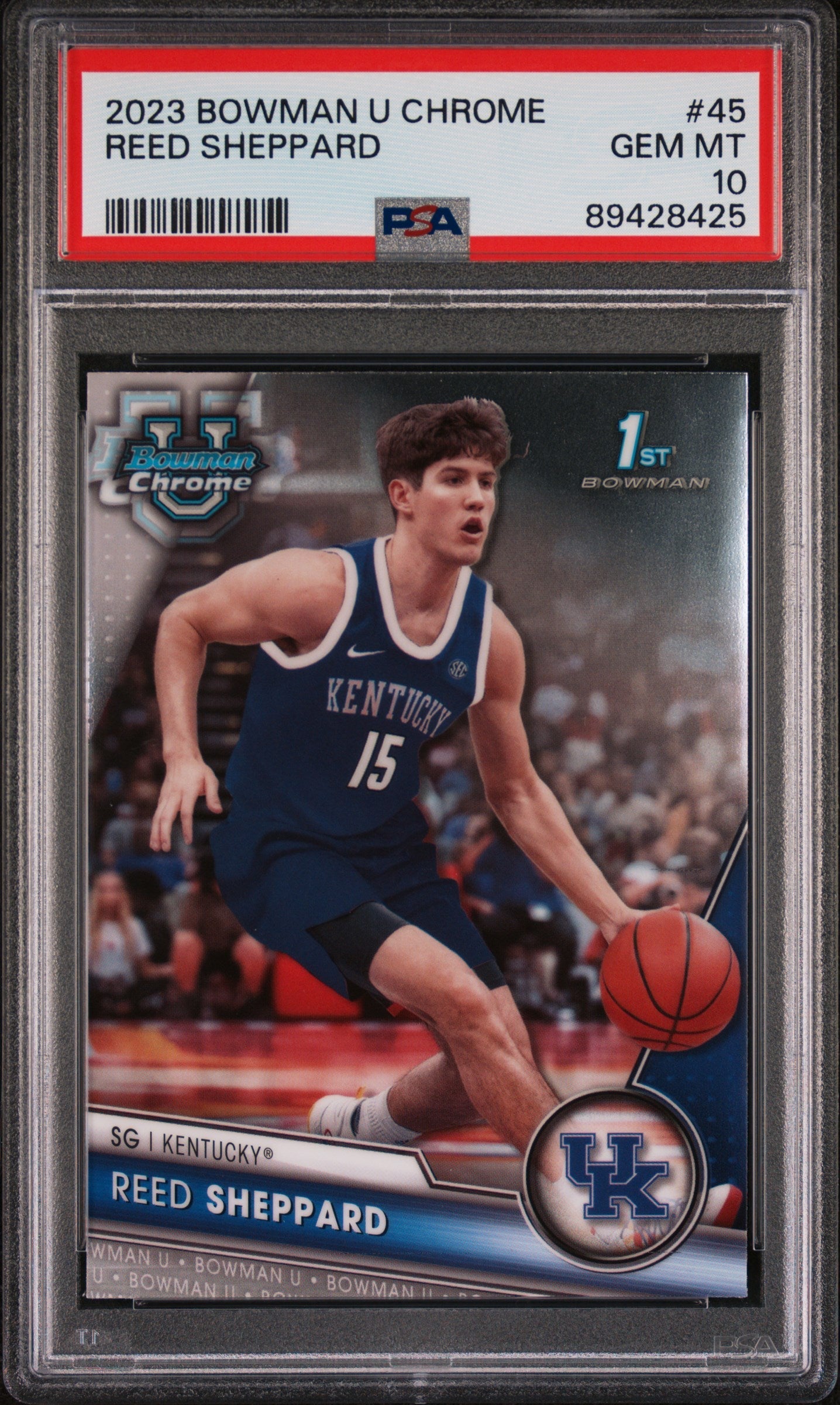Graded 2023 Topps Bowman U Chrome Reed Sheppard #45 Rookie RC Basketball Card PSA 10 Gem Mint