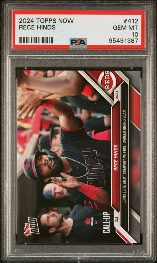 Graded 2024 Topps Now Rece Hinds #412 Rookie RC Baseball Card PSA 10 Gem Mint
