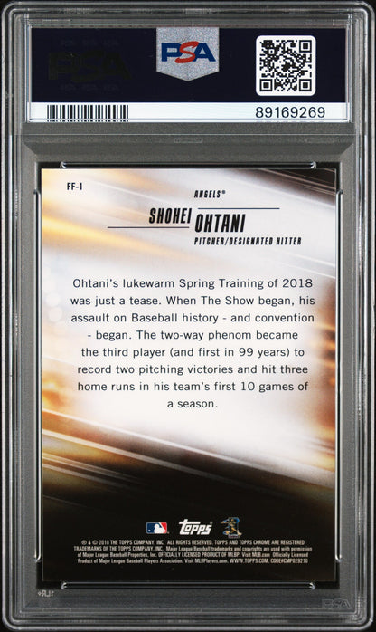 Graded 2018 Topps Chrome Shohei Ohtani #FF1 Freshman Flash Rookie RC Baseball Card PSA 10 Gem Mint