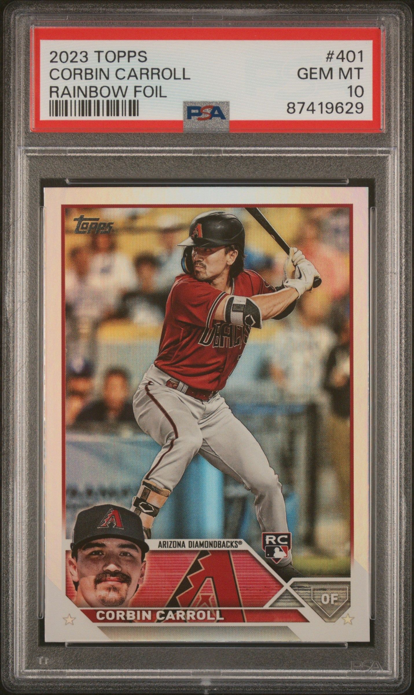 Graded 2023 Topps Corbin Carroll #401 Rainbow Rookie RC Baseball Card PSA 10 Gem Mint