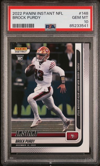 Graded 2022 Panini Instant Brock Purdy #148 Rookie RC Football Card PSA 10 Gem Mint