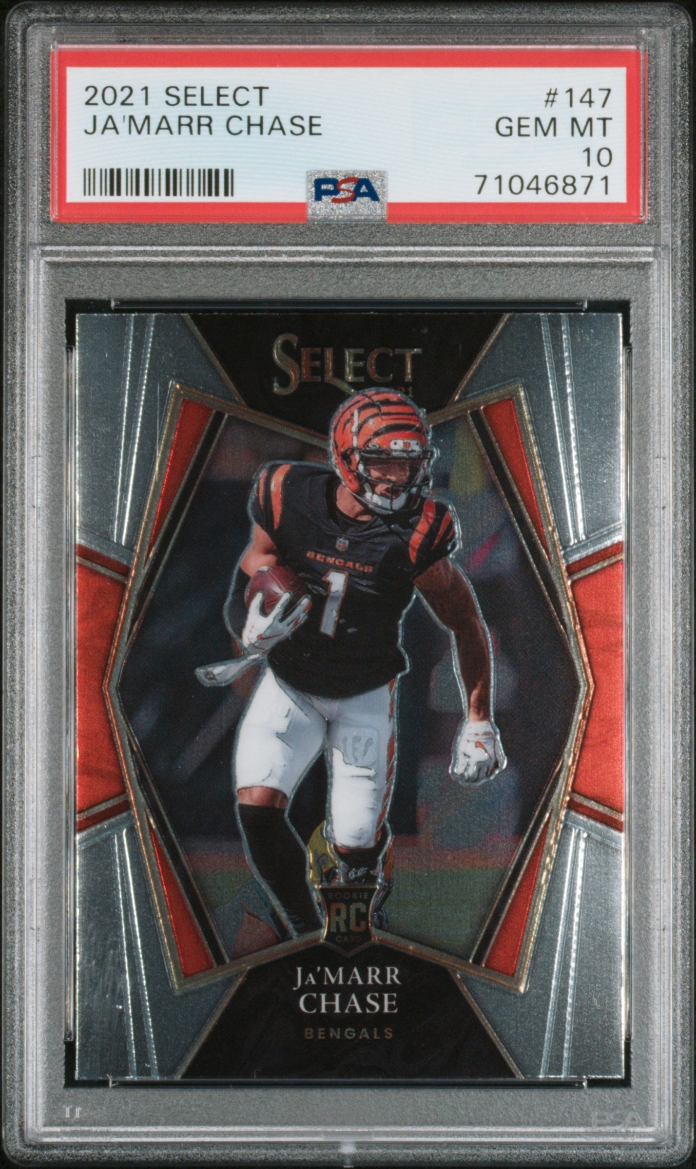 Graded 2021 Panini Select Ja'Marr Chase #147 Rookie RC Football Card PSA 10 Gem Mint