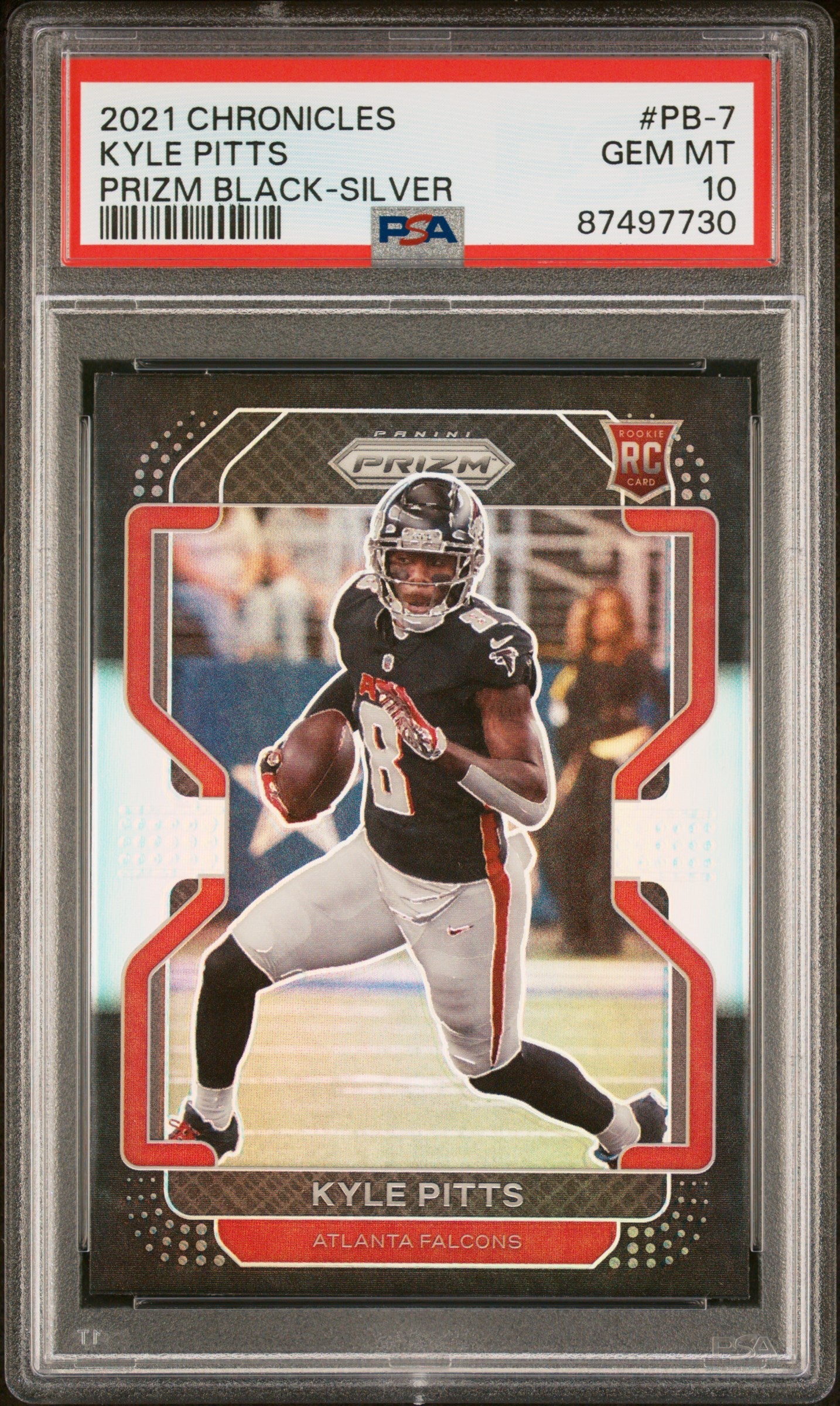Graded 2021 Panini Chronicles Kyle Pitts #PB-7 Prizm Black Silver Rookie RC Football Card PSA 10 Gem Mint