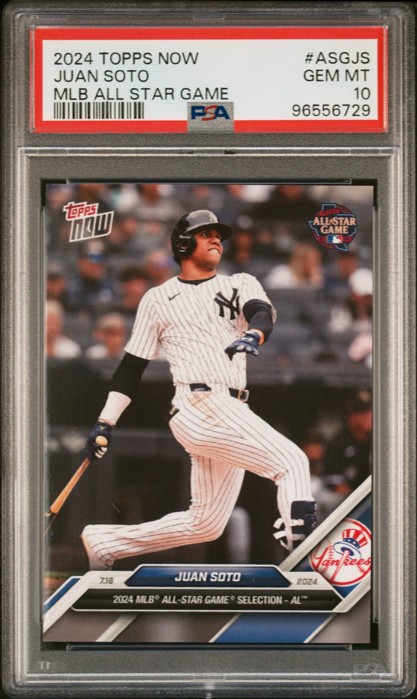 Graded 2024 Topps Now Juan Soto #ASGJS MLB All Star Game Baseball Card PSA 10 Gem Mint