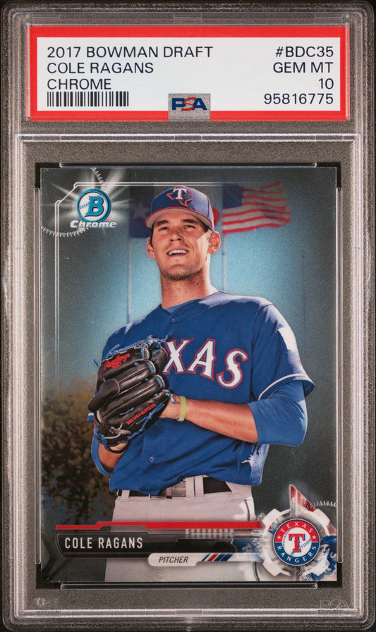 Graded 2017 Topps Bowman Draft Cole Ragans #BDC35 Chrome Rookie RC Baseball Card PSA 10 Gem Mint