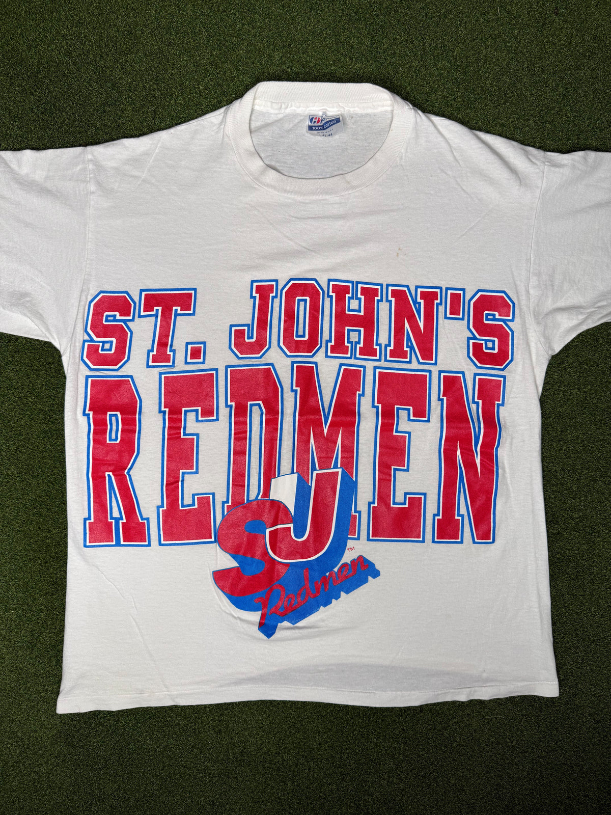 80s St. Johns Redmen - Vintage College T Shirt (Large)