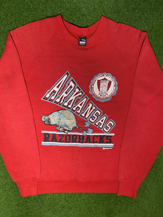 80s Arkansas Razorbacks - Vintage College Sweatshirt (Large)