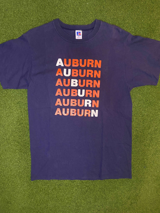 80s Auburn Tigers - Spelled Out - Vintage College Tee Shirt (Medium) Gametime Vintage