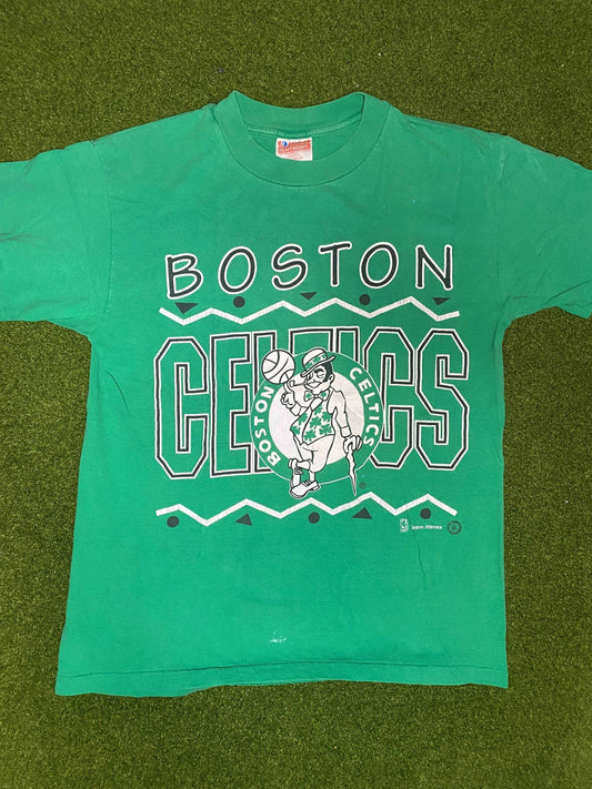 80s Boston Celtics - Big Logo - Vintage NBA Tee Shirt (Medium)