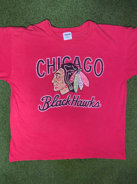 80s Chicago Blackhawks - Vintage NHL T-Shirt (Large) 