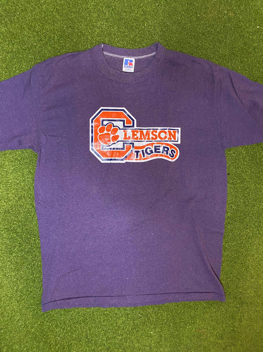 80s Clemson Tigers - Vintage College T-Shirt (Medium) Gametime Vintage