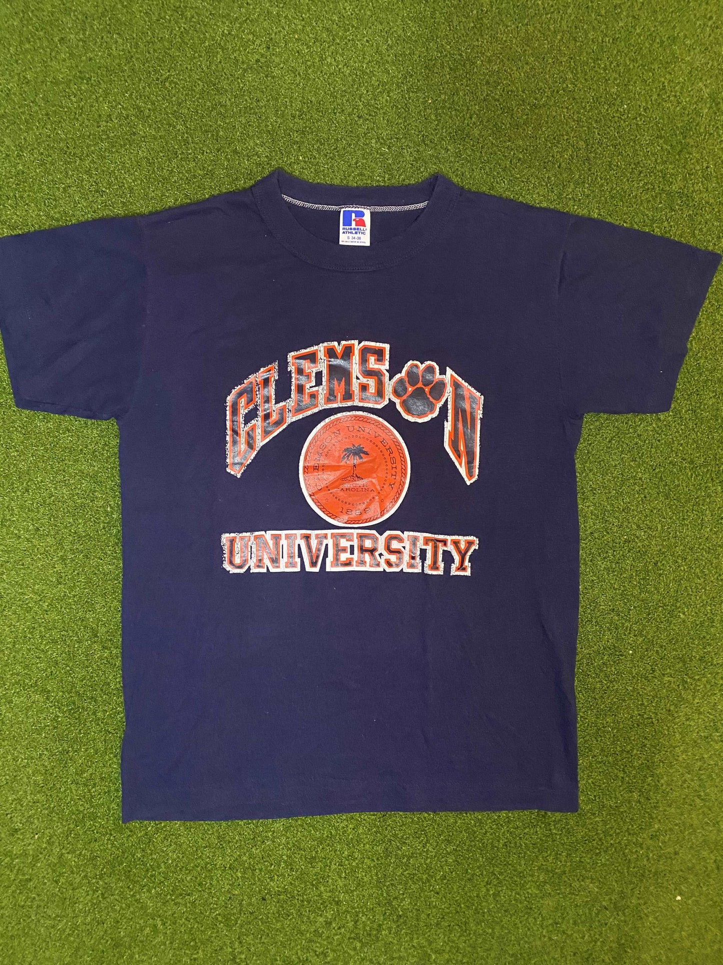 80s Clemson Tigers - Vintage University Tee Shirt (Small)
