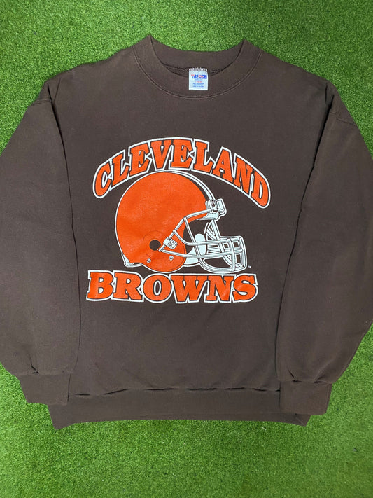 80s Cleveland Browns - Vintage NFL Sweatshirt (Large) - Gametime Vintage