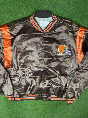 80s Cleveland Browns - Vintage NFL Button Up Jacket (XL) - Gametime Vintage