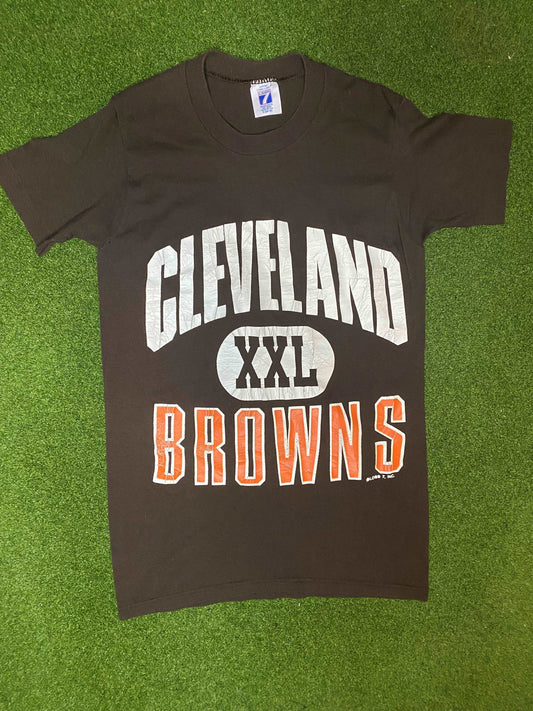 80s Cleveland Browns - Vintage NFL T-Shirt (Small) Gametime Vintage